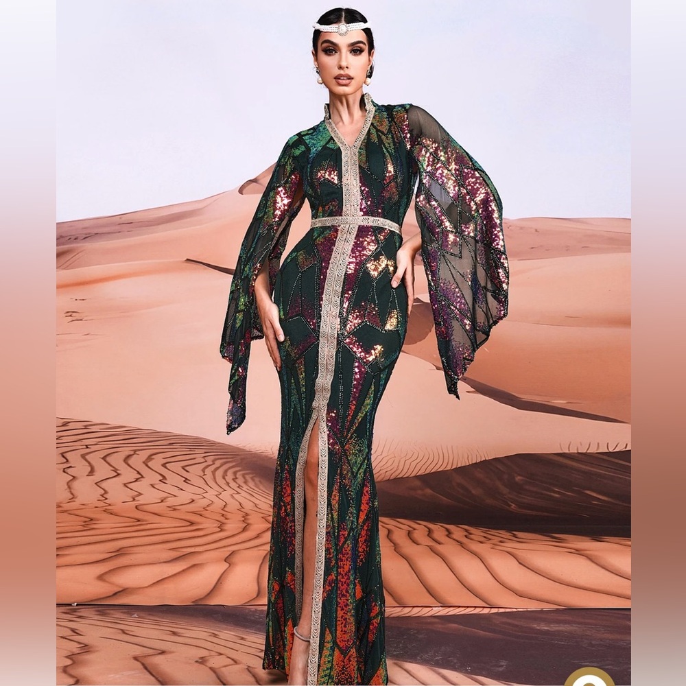 Brand new cape sleeve sequin dress.